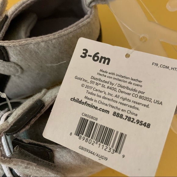 NWT Carter’s 3-6 Month high top athletic style shoes - Picture 5 of 6